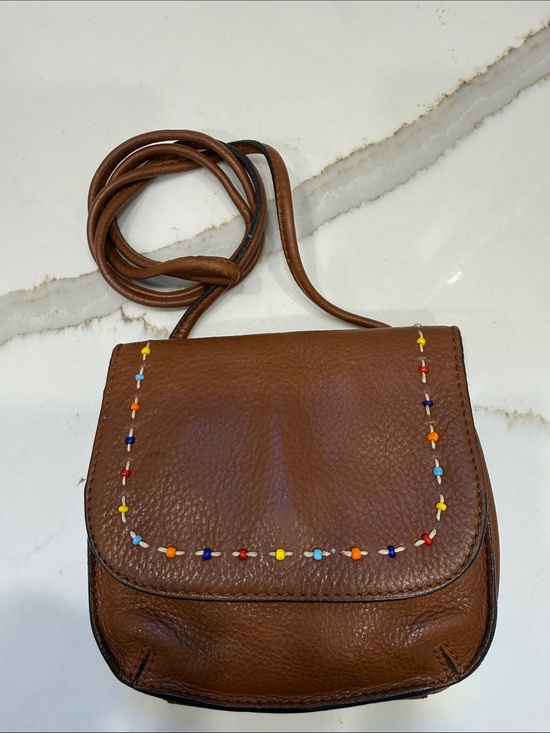 Fossil Handbags - Fossil Brown Leather Crossbody with Multicolor Bead Accents